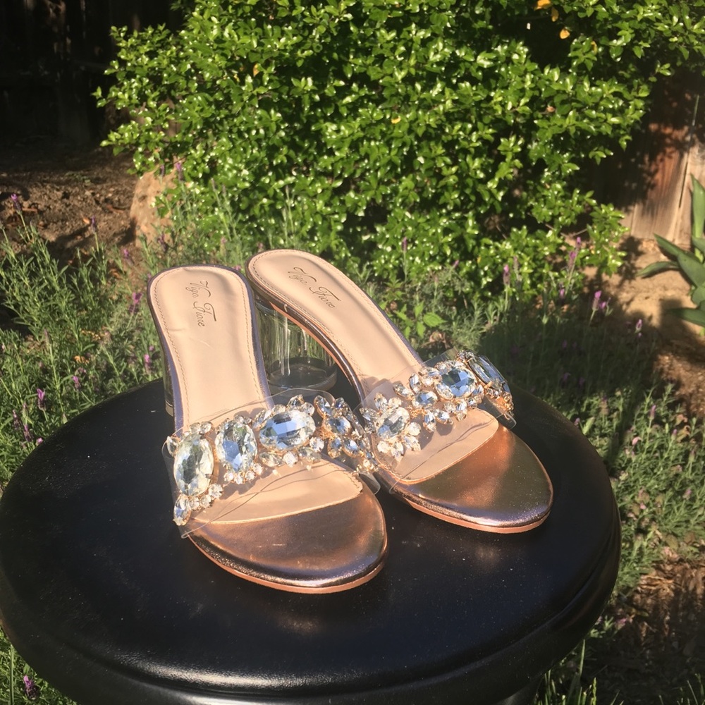 Rose Gold Lucite Gem Heels 